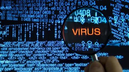 Imagen de ordenador con la palabra Virus