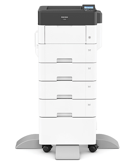 Imagen impresora Ricoh P 801, con la dotación de cuatro cajones.